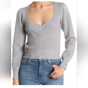 ASTR the Label NWT Size XL Long Sleeve Sweetheart Neck Cropped Sweater  $79